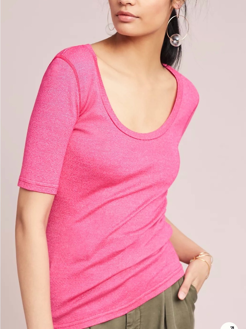 Michael Stars for Anthropologie Beight Pink Scoop Neck Short Sleeve Tee Size M/L